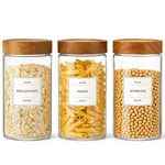 Connoo 40OZ Airtight Glass Storage Containers With Wood Lids (3-PACK). Fixed Price $41.55.
