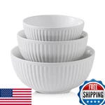 Hasense Ceramic Ribbed Nesting White Bowls 1.5/1/0.5 Qt For Kitchen, Cooking, Ba. Fixed Price $81.26.