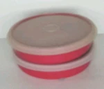 Lot Of Tupperware Divided Bowls #2552A-1 Pink And Clear Lid 227-47. Fixed Price $12.99.