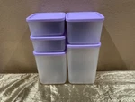 New Beautiful Lilac Tupperware Set Of 5 Cubix Square Round Containers S-s-m-l-xl. Fixed Price $65.00.