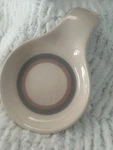 Pfaltzgraff Spoon Rest - Aura Pink (blue/gray & Bands) Stoneware. Fixed Price $16.00.