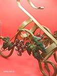 Cbk Styles Inc, Wine Bottle Holder Metal With Glass Grapes, Made China 2002. Fixed Price $10.00.