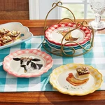 Novelty 7-INCH Plates With Rack 7-PIECE Set Salad Dessert Home Kitchen. Fixed Price $31.86.