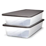 Homz 28 Qt Storage Bins Pack Gray Lid Stackable Clear Plastic Organizers. Fixed Price $71.99.