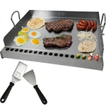 24X16 Inch Stainless Steel Flat Top Grill Plate With Built-in Jalape Rack. Fixed Price $180.57.
