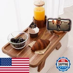 Nnewvante Couch Cup Holder Tray In Large 15.36X9.85 Acacia Wood Sofa Arm. Fixed Price $83.15.
