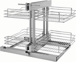 15" Dual Tier Pullout Shelf Organizer Blind Corner Cabinets - Silver. Fixed Price $1031.99.
