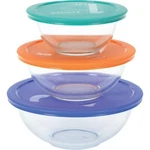 (1-6 Piece Set)-pyrex Smart Essentials Covered Glass Bowl 1071025. Fixed Price $47.89.