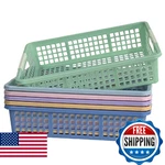 6 Pack Plastic Turn Paper Trays For Classroom, Colorful Storage Bin Basket. Fixed Price $56.85.