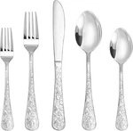 Runfly Vintage Carved Stainless Steel 20 Pieces Flatware Set, Silverware Mo. Fixed Price $37.01.