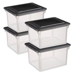 Sterilite File Box, Document Filing Storage Bin With Lid, Clear/black, 4 Pack. Fixed Price $50.99.