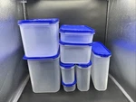 Vintage Tupperware Modular Mates Blue Lid Piece Set 2399 2351 1608 1610 Clear. Fixed Price $99.99.