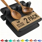 Cooler Kitchen Black Silicone Spoon Rest For Medium - 2 Packs, Caviar. Fixed Price $14.14.