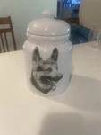 Best Of Show Rosalinde Porcelain German Shepherd Canister Vladimir Treat Jar. Fixed Price $49.95.