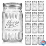 Jeitae 12 Pack 32 Oz Wide Mouth Mason Jars Heavy Duty Glass Food Storage Canning. Fixed Price $56.29.