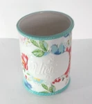 Pioneer Woman Floral Utensil Holder Crock Farmhouse Kitchen Decor Teal Trim New. Fixed Price $19.42.