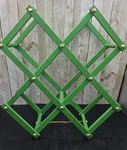 Vintage Green Wooden Folding Accordion Style Wine 6 Bottle Rack Brass Hardware. Fixed Price $14.97.