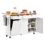 60" Drop Leaf Kitchen Island Cart Rolling Trolley W/ Storage Drawer Rack. Fixed Price $239.99.