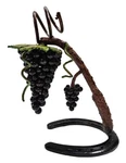 Metal Wine Bottle Stand Holder Croix Forge Horseshoe Grapevine Grapes. Fixed Price $19.25.