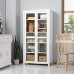 Modern Kitchen Pantry, 5-TIER Storage Cabinet W/ Adjustable Shelves, White. Fixed Price $155.99.