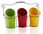 Kitchen Utensil Holder Set 4 Pieces 3 Ceramic Crocks & 1 Portable Wire Caddy. Fixed Price $40.31.