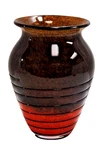 Teleflora Hand Blown Art Glass Orange & Brown Swirl Vase 7 1/2" New S2293. Fixed Price $59.99.