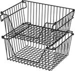 Blitzlabs Stackable Wire Metal Baskets 14"LX 10.8"WX 6.1"H-BLACK,. Fixed Price $46.46.