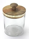 Thirstystone Small Glass Jar With Wood Lid And Inlay - 5". Fixed Price $10.00.