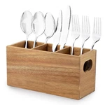 Acacia Wooden Silverware Holder,kitchen Utensil Caddy With 3 Compartments,cut.... Fixed Price $26.37.