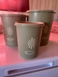 Tupperware Avacado Green Servalier Set Of 3 Canisters W/lids Starburst Olive 805. Fixed Price $12.95.