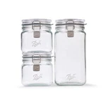 Ball Storage Latch Jars, 3-PACK 2 Quart And 1 Half-gallon Jar, Clear. Fixed Price $71.23.