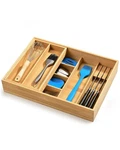 Bamboo Silverware Organizer Double Layer Cutlery Tray Utensil Drawer 2-TIER. Fixed Price $48.99.