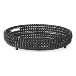 Decatur Ii Black Wooden Bead Mirrored Bottom Round Tray. Fixed Price $139.44.