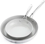 8" & 11" Tri-ply Stainless Steel Nonstick Frying Pan Set, Silver. Fixed Price $110.11.