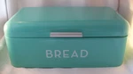 Now Designs Metal Bread Box Bin Hinged Lid Turquoise Retro As-is Damaged. Fixed Price $19.95.