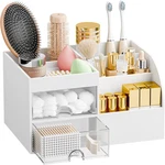 Elegant Makeup Organizer With 2 Drawers For Vanity And Bathroom (white). Fixed Price $15.99.