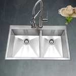 Houzer Bellus 33" Stainless Steel Drop-in Topmount 1-HOLE 60/40 Double Bowl. Fixed Price $564.36.