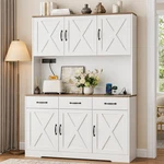 71" Kitchen Pantry Cabinet With Charging Station, 6 Doors, 3 Drawers, White. Fixed Price $249.99.