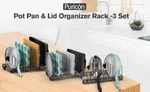 Puricon Pot Pan Lid Organizer Rack 15 Adjustable Dividers Set Of 3 Bronze. Fixed Price $18.99.