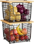 Ggiu Black Wire Kitchen Basket Stackable Organizer For Vegetable Potato Onion. Fixed Price $28.39.