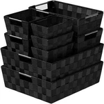 Neaterize Black Container Woven Storage Baskets Organizing Set Of 9 Fabric. Fixed Price $54.95.