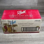 Ball Quilted Crystal Jelly Jars W Bands Lids Labels 12 Count 8 Ounces Nos. Fixed Price $25.00.
