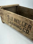 Primitive Wood S. J. Miller Crate Box Orchard Canning Co. Vintage. Fixed Price $135.00.