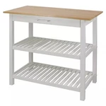 Casual Home Kitchen Island Natural Wood Top Sunrise White Wide Shelves 40 In.. Fixed Price $183.26.