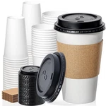Fit Meal Prep 50 Pack 16 Oz Disposable Coffee Cups With Lids, Sleeves,. Fixed Price $26.70.
