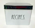 Rae Dunn Tin Boutique Recipes Box 9 Tabbed Dividers 24 Cards Factory Seal. Fixed Price $59.00.