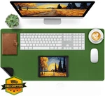 Bloss Green Leather Desk Mat, 31.5"X15.7", Waterproof. Fixed Price $27.99.