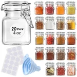 Skoche Spice Jars 20 Pack 4 Oz Glass With Airtight Small, Clear. Fixed Price $43.26.