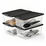 Homz 4-PACK Secure Latch, Clear Plastic Storage Organizer Bins, 15 Quart, Gra.... Fixed Price $53.69.
