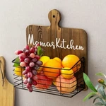 Mygift Mamas Kitchen Wooden Cutting Board With Black Metal Fruit Basket. Fixed Price $22.99.